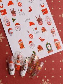 8入組聖誕美甲貼紙,雪人馴鹿美甲裝飾配件,美甲設計貼士,美甲貼紙,適合作為朋友禮物 - 彩色 - 查看 6