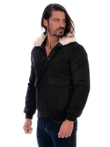 Chamarra Aviador Hombre Forro Interior Capitonado - Negro - Ver 3