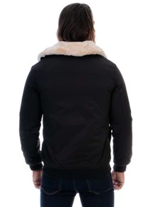 Chamarra Aviador Hombre Forro Interior Capitonado - Negro - Ver 2