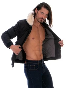 Chamarra Aviador Hombre Forro Interior Capitonado - Negro - Ver 5