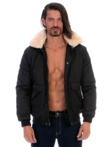 Chamarra Aviador Hombre Forro Interior Capitonado - Negro - Ver 4