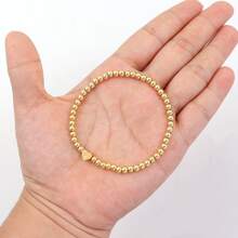 1 chiếc vòng tay chữ cái trái tim bằng thép không gỉ cổ điển dành cho nữ, vòng tay hạt 4MM dành cho sinh nhật nữ - Vàng - Xem 4