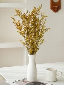 1束黃色永生花 - 20英寸/52厘米自然插花,婚禮/家庭/辦公室桌面裝飾與跳舞草,愛草,大麥草,鄉村風格派對裝飾和農舍裝飾