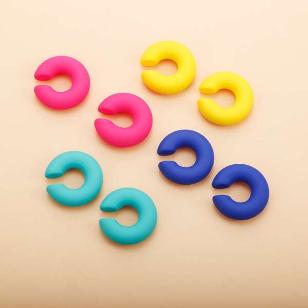 4 أزواج كفة اقراط للنساء مشبك أذن الى مثقوب آذان أقراط غضروف كبير جدا مكتنز اقراط مستدير مشبك أذن كليب على مثقوب