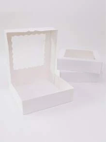 20入組9英寸白色餅乾盒子帶透明寵物窗戶適用於甜甜圈,紙杯蛋糕,餅乾;餅乾包裝盒子適用於派對 - 白色 - 查看 2