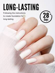 YOKEFELLOW 不含TPO和HEMA的果冻白色半透明凝胶指甲油，经典简约风格，可卸除，适用于UV/LED美甲灯，适用于美甲沙龙和DIY美甲。 - 白色 - 查看 6