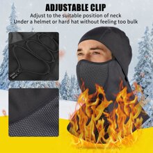 WEST BIKING 1pc Winter Outdoor Windproof Fleece Hood For Motorcycle Riding, With Filter & Face Mask, Unisex - Black - View 4