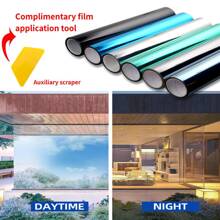 05gr5 Night Black 1 Roll Window Film Heat Insulation Film High Clarity Privacy Protection Strong Sun Shade Privacy Screen Sticker With Scraper - Black - View 7