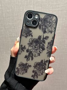 Black Floral Skin Texture Phone Case Compatible With Apple - Multicolor - View 2