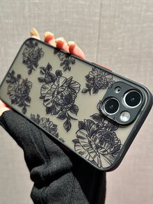 Black Floral Skin Texture Phone Case Compatible With Apple - Multicolor - View 3