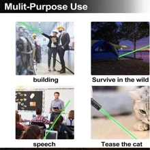 Gearbrite 大功率手持手電筒帶充電-長距離可充電綠色和紅色光束手電筒,可調焦點適用於夜晚天文學,戶外露營,打獵,和遠足 - 黑色 - 查看 2