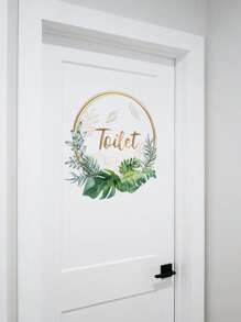 1pc Self-Adhesive Pvc Toilet/Bathroom Door Sign Sticker,Stickers,Wall Decal, Vinyl Decal For Home Decorations,Spring Decoration Items Refresh Your Home,Rama Decoration Stickers Gifts Birthday Graduation