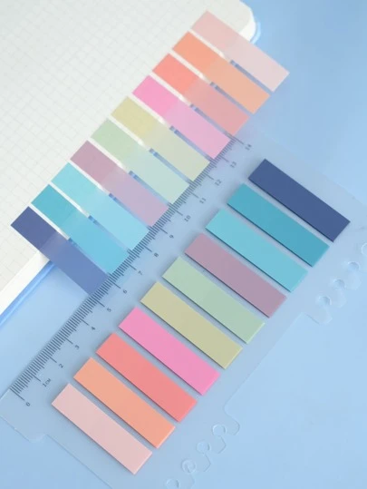 1pc Semi-Transparent Pet Sheet With Morandi Color Marking, Writable Sticky Notes Back To School