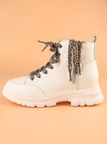 1pair Fashionable Leopard Pattern Shoelaces, Multicolor Athletic Shoe Laces For Sneakers, Boots