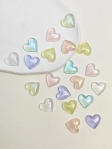 20pcs Random Color Heart Shaped Beads For Diy Jewelry Making - Multicolor - View 4