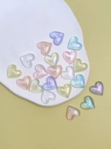20pcs Random Color Heart Shaped Beads For Diy Jewelry Making - Multicolor - View 3