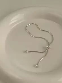 1pc Fashionable Minimalist Snake Bone Pull Chain Bracelet - Silver - View 3