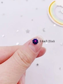 100 piezas de pegatinas de arte de uñas 3D en forma de mini flor de resina de colores profundos mezclados al azar de 6 mm para manualidades, decoración de estuches móviles, accesorios de pendientes de moda y elaboración de artesanías