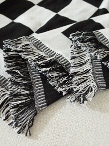 Funda de sofá reversible de tablero de ajedrez en estilo minimalista moderno con función antiarañazos para gato y multiusos para camping y picnic y mantel y cubierta completa y toalla de sofá universal antideslizante, 1 pieza - Blanco y Negro - Ver 9