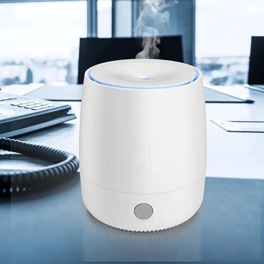 精油香薰加濕器適用於家庭臥室辦公桌,120ml空氣擴散器適用於房間,小超聲波香味香氛機器無水 - 白色 - 查看 1
