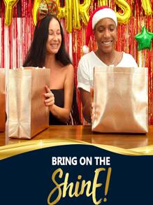 大号玫瑰金礼品袋 – 10 件套可重复使用的玫瑰金礼品袋，带白色手柄 – 非常适合用作圣诞礼品袋、礼品袋、生日礼品袋、派对礼品袋 – 13Wx5Dx11H，圣诞节 - 玫瑰金 - 查看 3