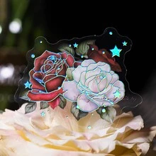 1入組20張3d花卉和植物設計金箔貼紙,適用於剪貼簿 - 酒紅色 - 查看 3