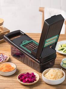 多功能蔬菜切割器切片器切丁器,廚房小工具 - 黑色 - 查看 1