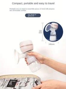 1pc Rechargeable Electric Breast Pump With 180ml Bottle & Nipple - Pink - View 3