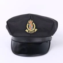 Police Officer Eight-cornered Hat As Stage Prop - Black - View 1