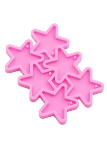 1 件粉色液体硅胶模具，闪亮镜面五角星硅胶模具，DIY 创意简约时尚星星珠宝耳环、吊坠、带孔电镀模具，用于珠宝制作、服装配饰 - 粉色 - 查看 5