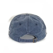 1個中性復古刺繡字母牛仔拼接洗水棒球帽，歐美風格時尚街頭戶外運動保護遮陽帽，適合日常穿著 - 藍色 - 查看 4