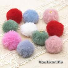 10入組小絨球設計DIY鈕扣 - 彩色 - 查看 3