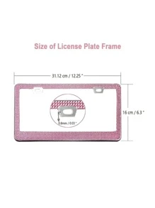 1 Pieza Marco De Placa De Licencia De Acrílico Con Decoración De Diamantes De Imitación Para El Automóvil - Rosa - Ver 5