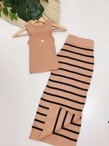 Women Sweater Co-ords - Màu Khaki - Xem 1