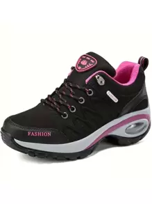 大碼女性氣墊登山鞋,輕便和休閒運動鞋,黑色