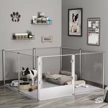 Large Dog Fence Playpen Kennel: Indoor Pet Clear Exercise Play Pen Whelping Box with Waterproof Pad - Heavy Duty Large Pet Acrylic Fencing Crate with Door by Metal Frame for Puppy Small Animals