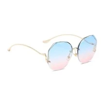 1 pieza Gafas de moda con corte de borde sin montura y templos de metal de formas múltiples para niñas (solo gafas) - Multicolor - Ver 3