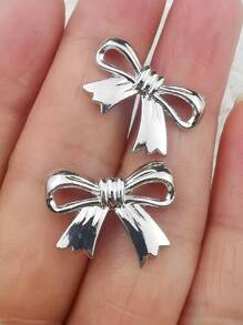 2pcs Iron Fashion Charm DIY Bow Design Bag Pins Bow Keychain - Silver - View 4