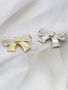 2pcs Iron Fashion Charm DIY Bow Design Bag Pins Bow Keychain - Silver - View 5