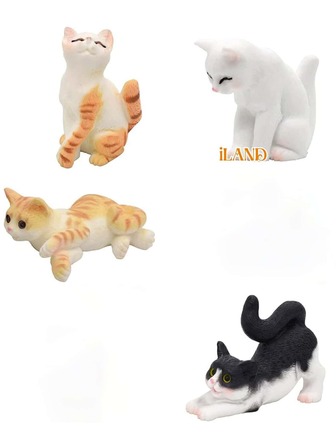 4 件猫雕塑，逼真的设计，微型精美手绘猫雕像，猫蛋糕装饰最佳礼物