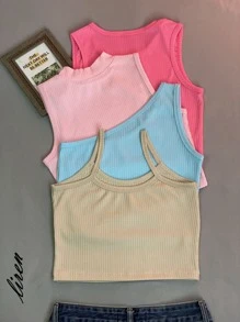 Women Tank Tops & Camis - 玫紅色 - 查看 2