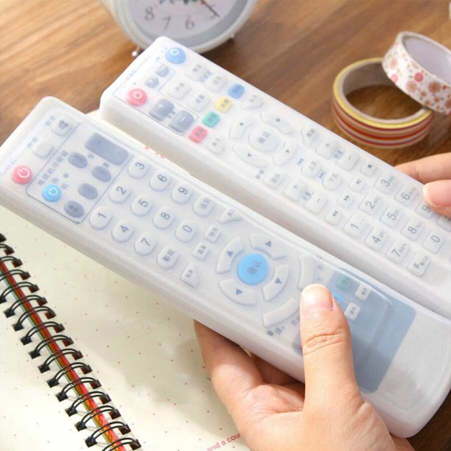 1个硅胶电视空调遥控器保护套,防水防尘,收纳袋,适用于学校、办公室、家庭、旅行、包袋、整理、保温、闺蜜节、小狗、嘉年华、厨房装饰、家居用品、母亲节礼物、卧室装饰、花园、夏季、海滩、旅行必备、房间装饰、软萌玩具、毕业季 - 無色 - 查看 1