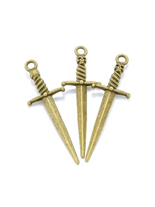 10个5色合金复古骑士剑吊坠，用于珠宝制作DIY手工武器个性化项链吊坠 - 10pcs - 查看 2