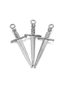 10个5色合金复古骑士剑吊坠，用于珠宝制作DIY手工武器个性化项链吊坠 - 10pcs - 查看 6