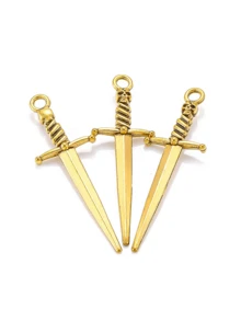 10个5色合金复古骑士剑吊坠，用于珠宝制作DIY手工武器个性化项链吊坠 - 10pcs - 查看 5