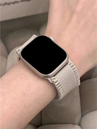 1pc Women's Lace Edge Woven Nylon Elastic Watch Band Compatible With Apple Watch Band, Compatible With Series Ultra/Se/8/7/6/5/4/3/2/1, Band Width 38/40/41/42/44/45/49mm As A Gift For Students Returning To School