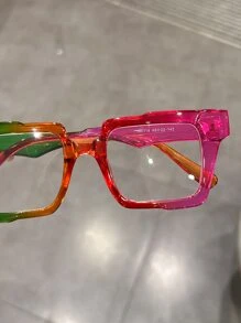 1pc Green&Purple Ombre Square Glasses Lady Decorative Eyewear Plastic Frame Personalized Fashionable Street Snap Clear Glasses Accessories Glasses Accessories For Women