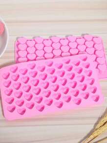 1pc 55 Heart Wax Melt Silicone Mold Pink Mini Sweet Candy Ice Cube Trays Soap Chocolate Moulds for Valentine's Day Baking - Pink - View 2