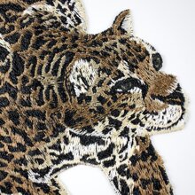 1雙刺繡豹紋圖案織物貼紙不附帶膠水