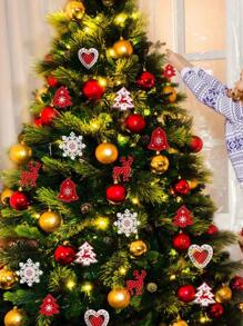 16包聖誕樹吊掛裝飾球,聖誕樹裝飾禮物 - 紅白色 - 查看 6